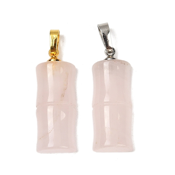 Природного розового кварца подвески, подвески из бамбуковых палочек с латунными дужками