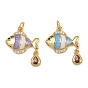 Латунные микро проложить кубического циркония подвески, рыбы прелести, с эмалью, стойки покрытие, без свинца и без кадмия, долговечный, с целью перехода в кольце, реальный 18 k позолоченный