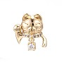 Brass Micro Pave Clear Cubic Zirconia Screw Eye Peg Bails, for Half Drilled Bead, Fortune Cat
