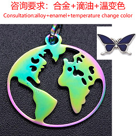 Pendentifs en alliage, avec l'émail, changement de couleur de température, rond plat avec terre