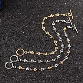 Coeur bracelets de la chaîne de liaison 304 en acier inoxydable, fermoirs ot, 7-1/2 pouces (190 mm), 5.5x2mm