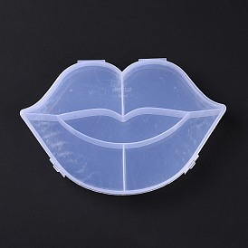 5 grilles boîte plastique transparente, contenants de perles en forme de lèvre pour petits bijoux et perles