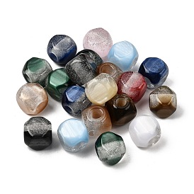 Cmолы европейские шарики, бусины с крупными отверстиями, посыпанные блестками, в форме игральных кубиков.