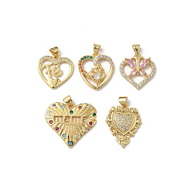 Латунные микро проложить кубического циркония подвески, стойки покрытие, сердце, без свинца и без кадмия, долговечный