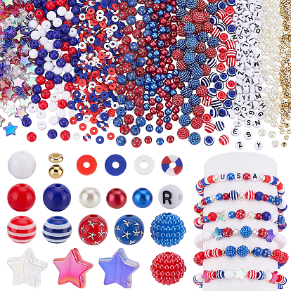 Наборы акриловых бусин на тему Дня независимости, Spacer бисер латунные, Бусины из cмолы