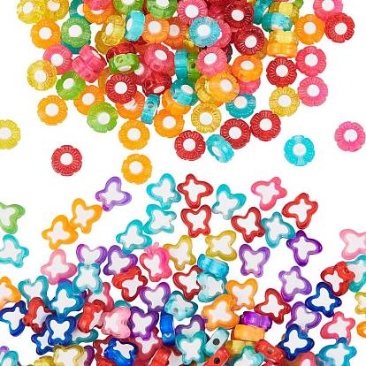 Transparent Acrylic Beads, Bead in Bead, Flower & Butterfly