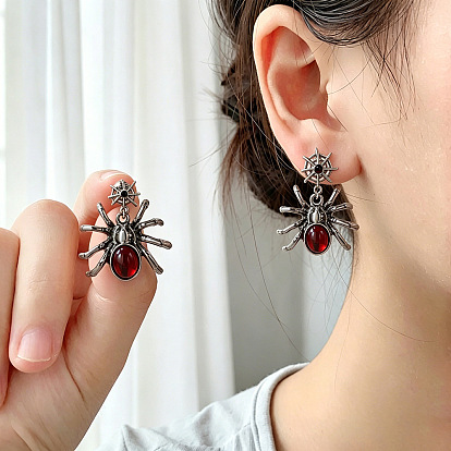 Aretes de diamantes de imitación de aleación, araña, pendientes colgantes de resina