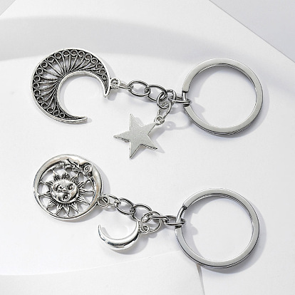 Creative Mini Alloy Moon Sun Keychain for Couples, Cars & Bags - Star Pendant