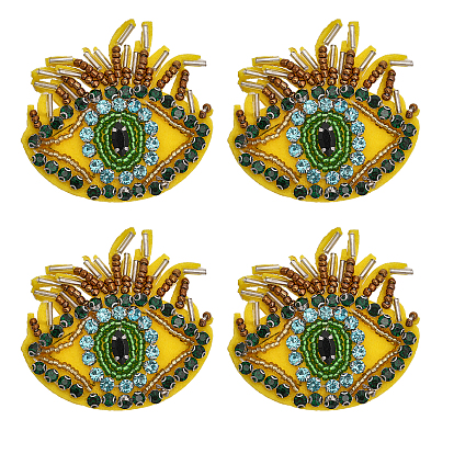 Нашивки из стеклянных бусин со стразами, аппликации от сглаза, значки, с фетровой основой