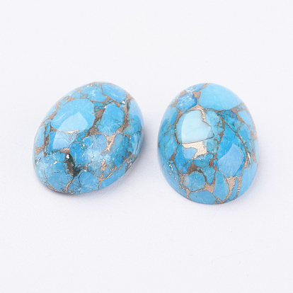 Natural Turquoise Cabochons, Dyed, Half Oval