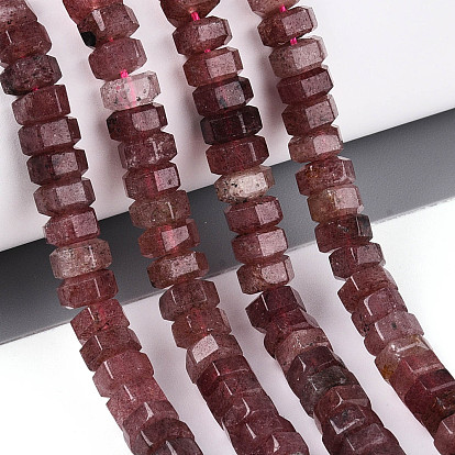 Природного кварца клубники нитей бисера, граненые, шестиугольник