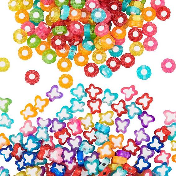 Transparent Acrylic Beads, Bead in Bead, Flower & Butterfly