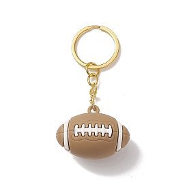 Rugby PVC Plastic Pendants Keychain, with Iron Findings