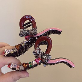 Пластиковые заколки-коготки со стразами, бантом, аксессуары для волос для женщин и девочек