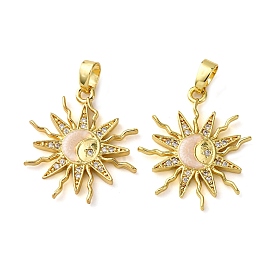 Латунные микро проложить кубического циркония подвески, с эмалью, талисманы солнца и луны