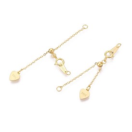 925 удлинители цепи из стерлингового серебра, сердце, с застежками в виде когтей лобстера и подвесками