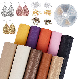 DIY Earring Makings, with Imitation Leather, Brass Earring Hooks and Iron Jump Rings
