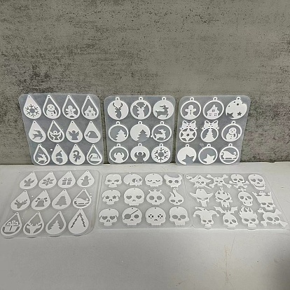 Силиконовые формы для подвесок серии Хэллоуин/Рождество, изготовление ювелирных изделий из эпоксидной смолы, белые