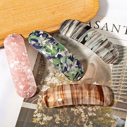 Заколки для волос из ПВХ под мрамор, длинный овал