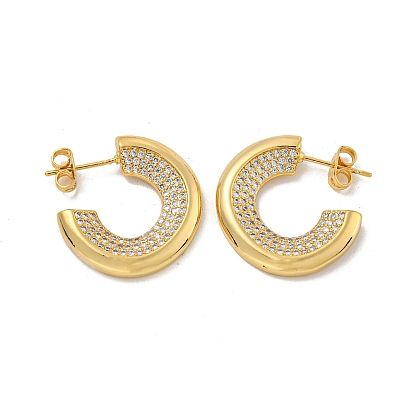 Серьги-гвоздики с прозрачным паве из латуни с кубическим цирконием, с формой