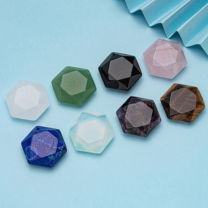 Природные каменные подвески, шестиугольник, граненые