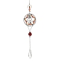 Atrapasueños de anillo de hierro y mano de esqueleto de aleación de Halloween, Adornos cónicos de cristal con cuentas sintéticas de rosa coral para colgar en la ventana