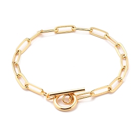 Brass Paperclip Chain Bracelets, with 304 Stainless Steel Toggle Clasps