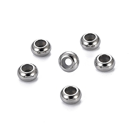 304 Stainless Steel Beads, with Rubber Inside, Slider Beads, Stopper Beads, Rondelle