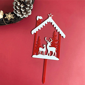 Christmas Acrylic Cake Toppers, Cake Decoration Supplies, House and Reindeer