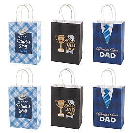 9Pcs 3 Styles Happy Father's Day Printed Paper Packing Tote Bags, Rectangle