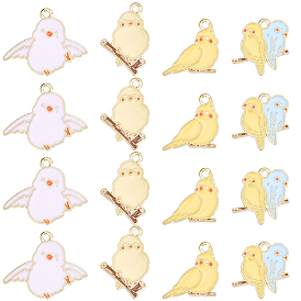 40 шт 4 стили подвески из сплава эмали, амулеты птиц, золотые
