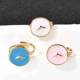 304 из нержавеющей стали манжеты кольца, плоско-круглые, с эмалью для женщин, золотые, ионное покрытие (ip)