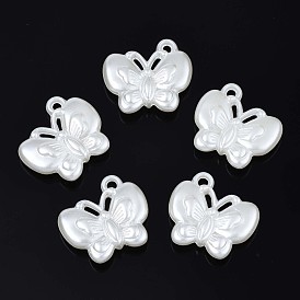 Acrylic Imitation Pearl Pendants, Butterfly