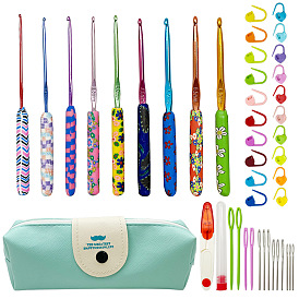 Printed Aluminum Diverse Size Crochet Hooks Set, with Handle, for Braiding Crochet Sewing Tools