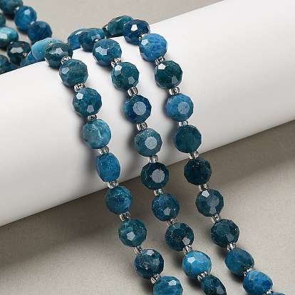 Природного апатита нитей бисера, плоско-круглые, граненые, с бисером