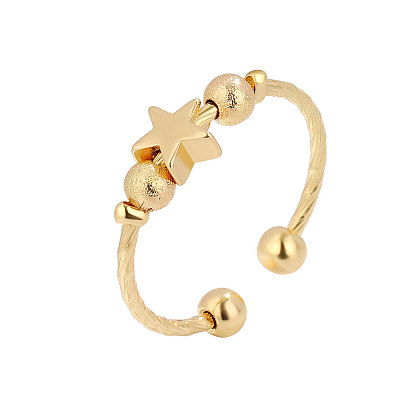 Anillos abiertos giratorios de estrella para mujer., Anillos giratorios de latón para calmar la meditación de la preocupación.