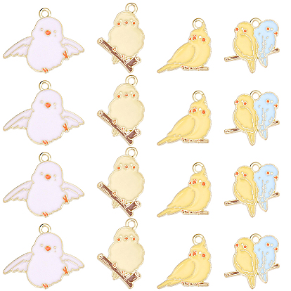 40 шт 4 стили подвески из сплава эмали, амулеты птиц, золотые
