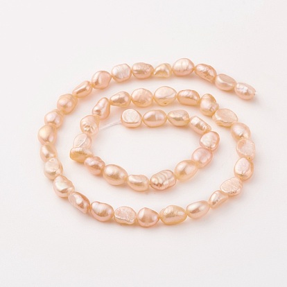 Natural Cultured Freshwater Pearl Beads Strands, Nugget