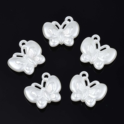 Acrylic Imitation Pearl Pendants, Butterfly