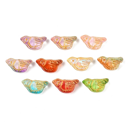 Краска для выпечки и стеклянные бусины, инкрустированные золотым металлом, птица