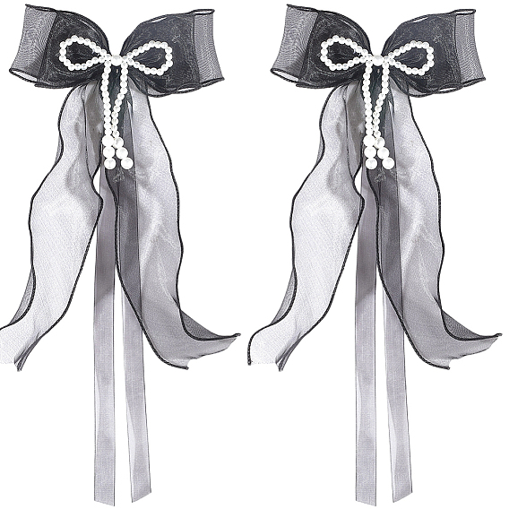 Кружевные броши-бантики для одежды, с пластиковой жемчужины