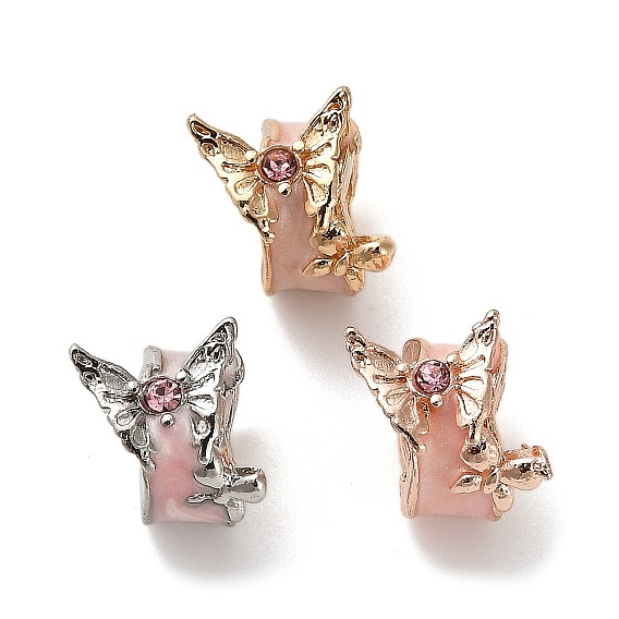 Европейские бусины, сплав, стразы , с эмалью, бусины с большим отверстием, колонна с бабочкой