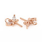 Brass Micro Pave Cubic Zirconia Charms, with Jump Rings, Dragonfly, Clear