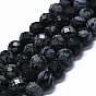 Natural Snowflake Obsidian Beads Strands, Faceted(64 Facets), Round