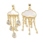Латунный микропаве прозрачный кубический цирконий с подвесками из натуральных ракушек, Дождевые облака, без свинца и без кадмия, долговечный, стойки покрытие