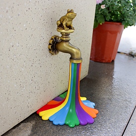 Resin Frog Rainbow Faucet Statue Decoration, for Garden Courtyard, Lawn, Yard Decor