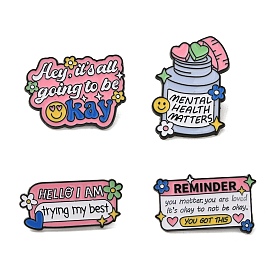 Enamel Pins, Zinc Alloy Brooches for Backpack Clothes, Word