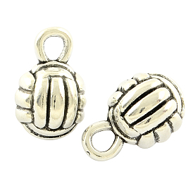 Sports Theme Tibetan Style Alloy Volleyball Charms, Cadmium Free & Lead Free, 15x9x2mm, Hole: 4mm