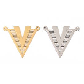 304 Stainless Steel Pendants, Laser Cut, Triangle with V Shape Charm