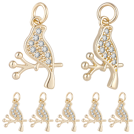 10 кулоны из латуни с прозрачным кубическим цирконием, подвески-птицы с соединительными кольцами, стойки покрытие, без кадмия и без свинца, долговечный
